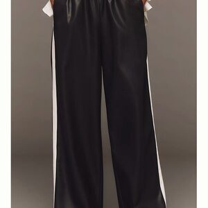 Black and White Women's leather track pant